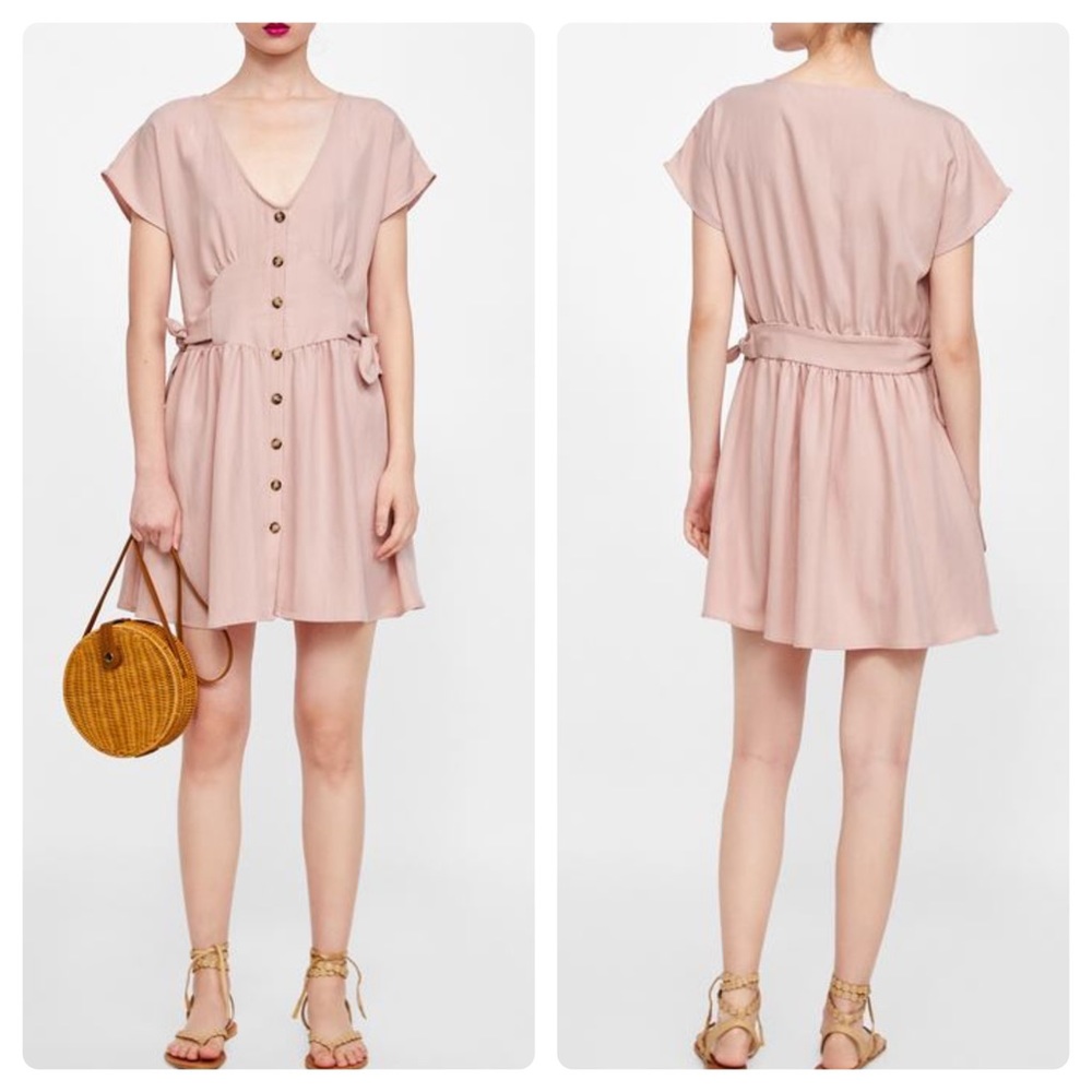 Zara Pink Button Front Dress